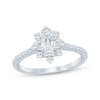 Thumbnail Image 1 of Oval-Cut Diamond Starburst Halo Engagement Ring 1-1/8 ct tw 14K White Gold