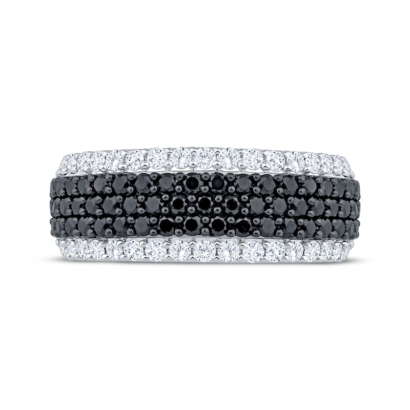 Main Image 3 of Black & White Diamond Multi-Row Anniversary Ring 1-1/4 ct tw 14K White Gold