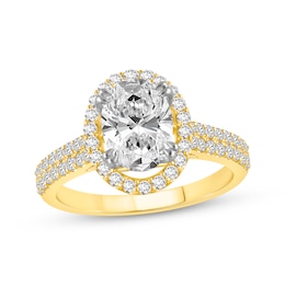Lab-Created Diamonds by KAY Oval-Cut Halo Engagement Ring 2-1/2 ct tw 14K Yellow Gold