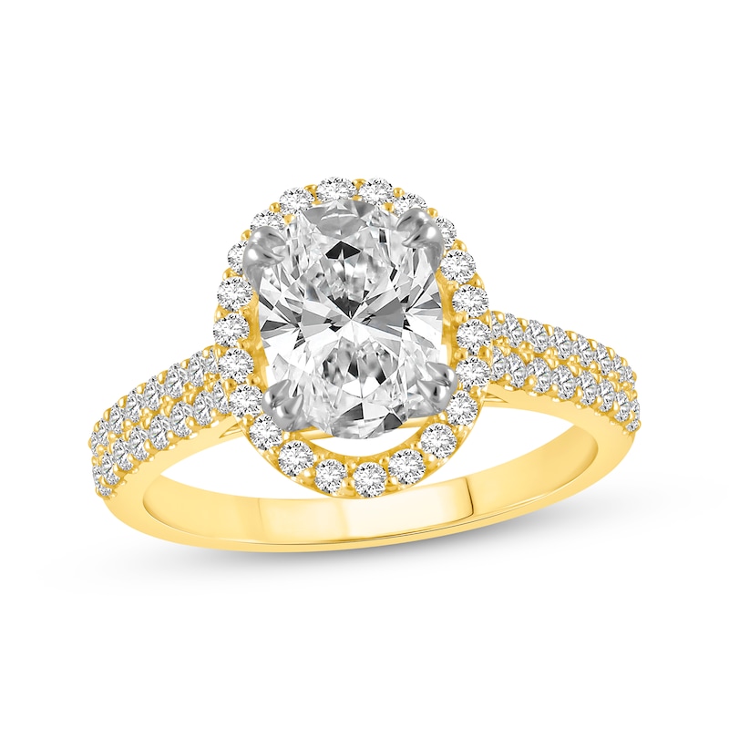 Lab-Created Diamonds by KAY Oval-Cut Halo Engagement Ring 2-1/2 ct tw 14K Yellow Gold