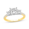 Thumbnail Image 1 of Memories Moments Magic Lab-Grown Diamonds Princess-Cut Three-Stone Engagement Ring 2-1/5 ct tw 14K Yellow Gold