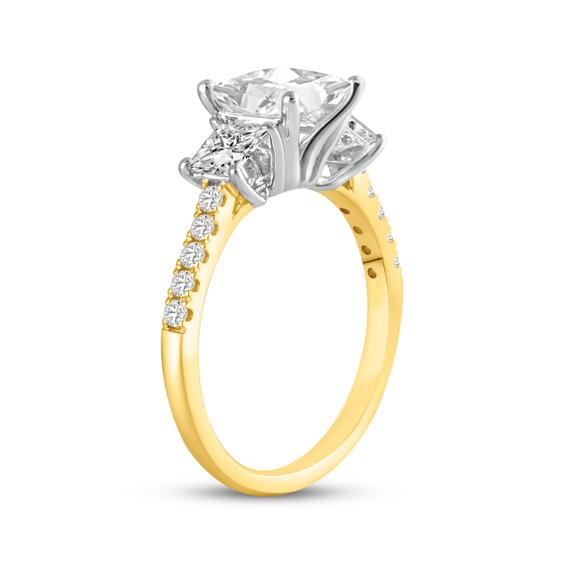 Main Image 2 of Memories Moments Magic Lab-Grown Diamonds Princess-Cut Three-Stone Engagement Ring 2-1/5 ct tw 14K Yellow Gold