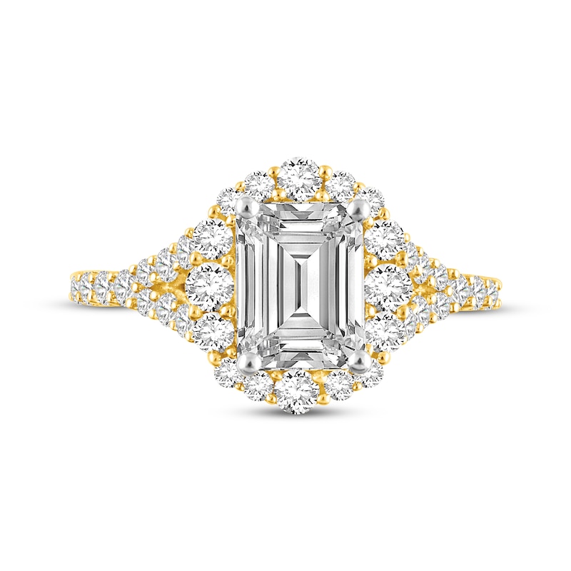 Main Image 3 of Lab-Grown Diamonds by KAY Emerald-Cut Engagement Ring 2-3/4 ct tw 14K Yellow Gold