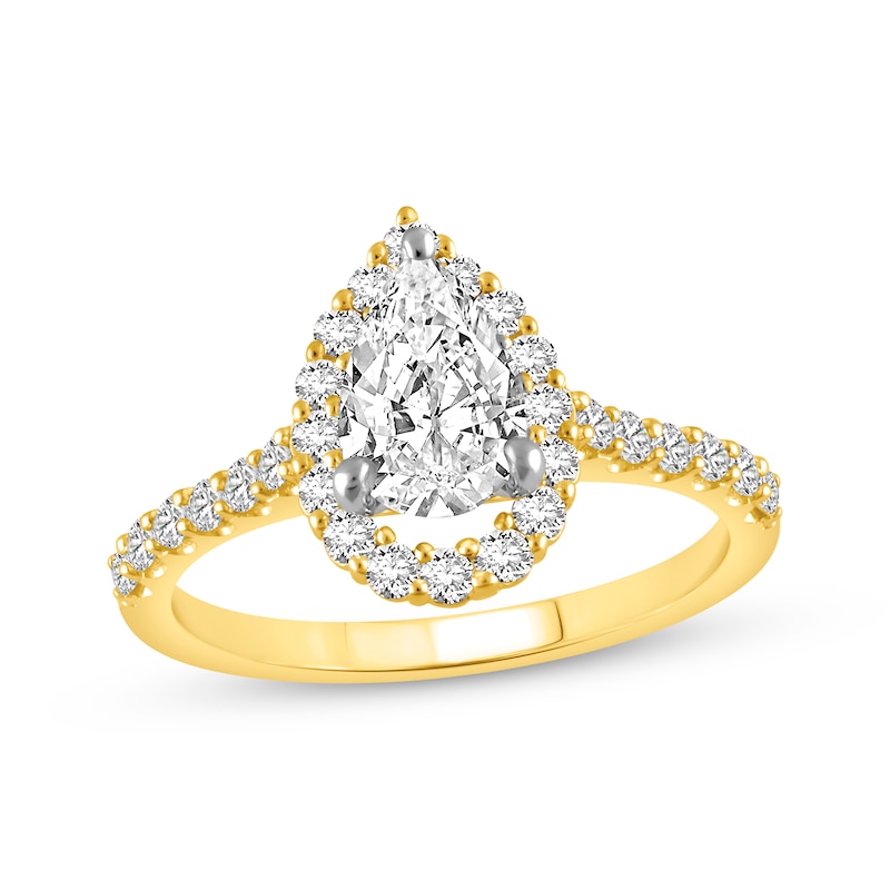 Main Image 1 of Lab-Grown Diamonds by KAY Pear-Shaped Engagement Ring 1-1/2 ct tw 14K Yellow Gold