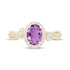 Thumbnail Image 3 of Memories Moments Magic Oval-Cut Amethyst & Diamond Halo Engagement Ring 3/8 ct tw 14K Yellow Gold