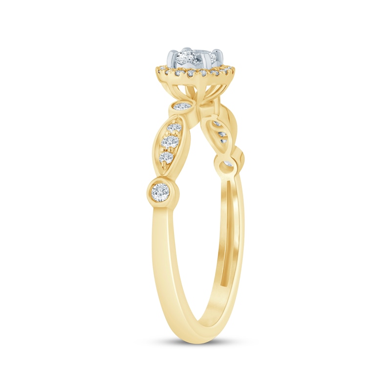 Main Image 2 of Round-Cut Diamond Halo Engagement Ring 1/3 ct tw 10K Yellow Gold