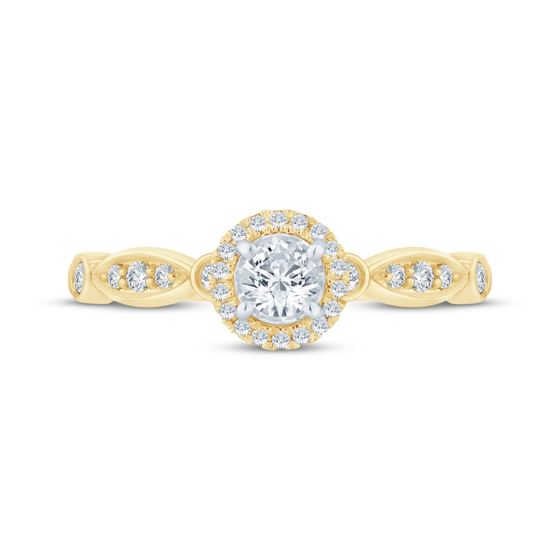 Main Image 3 of Now + Forever Round-Cut Diamond Halo Engagement Ring 1/3 ct tw 10K Yellow Gold