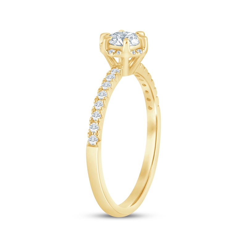 Round-Cut Diamond Halo Engagement Ring 1/2 ct tw 14K Yellow Gold