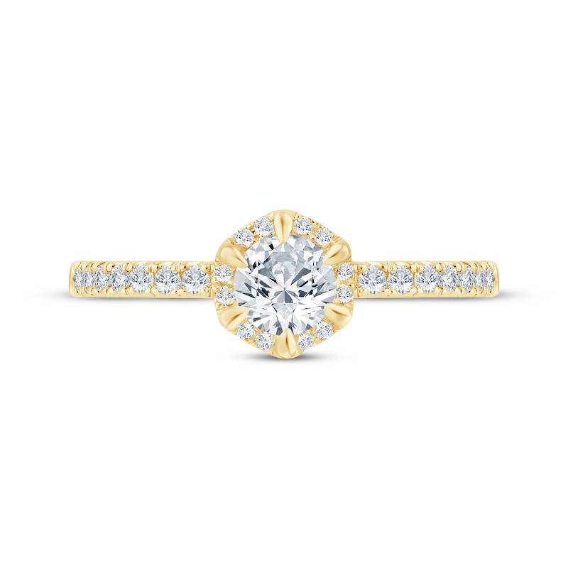 Round-Cut Diamond Halo Engagement Ring 1/2 ct tw 14K Yellow Gold