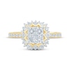 Thumbnail Image 3 of Princess-Cut Quad Diamond Starburst Halo Engagement Ring 1-1/2 ct tw 14K Yellow Gold