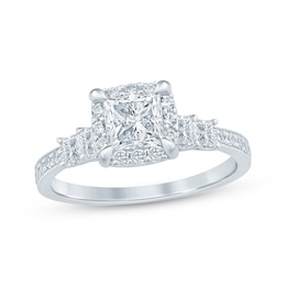 Now + Forever Princess-Cut Diamond Halo Engagement Ring 1-1/3 ct tw 14K White Gold