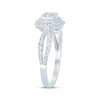 Thumbnail Image 1 of Princess-Cut Quad Diamond Halo Split Shank Engagement Ring 3/4 ct tw 14K White Gold