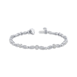 Threads of Love Multi-Diamond Oval Link Bracelet 1/2 ct tw Sterling Silver 7&quot;