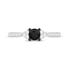 Thumbnail Image 2 of Round-Cut Black & White Diamond Engagement Ring 3/4 ct tw 14K White Gold