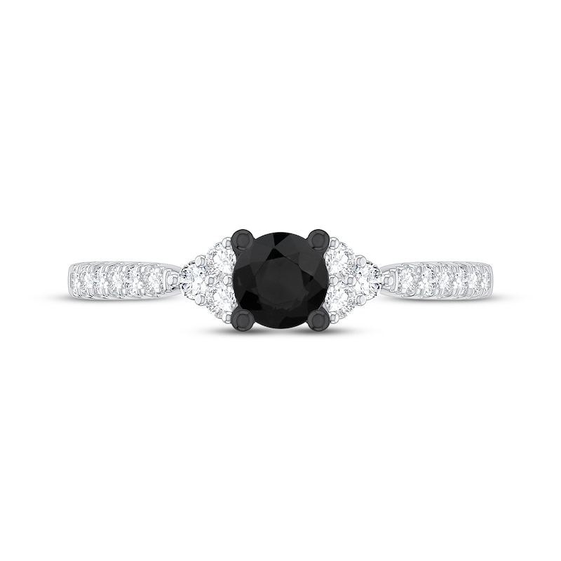 Round-Cut Black & White Diamond Engagement Ring 3/4 ct tw 14K White Gold