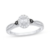 Thumbnail Image 1 of Oval-Cut White Diamond & Black Diamond Engagement Ring 3/8 ct tw 14K White Gold