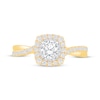 Thumbnail Image 3 of Round-Cut Diamond Double Halo Engagement Ring 7/8 ct tw 14K Yellow Gold