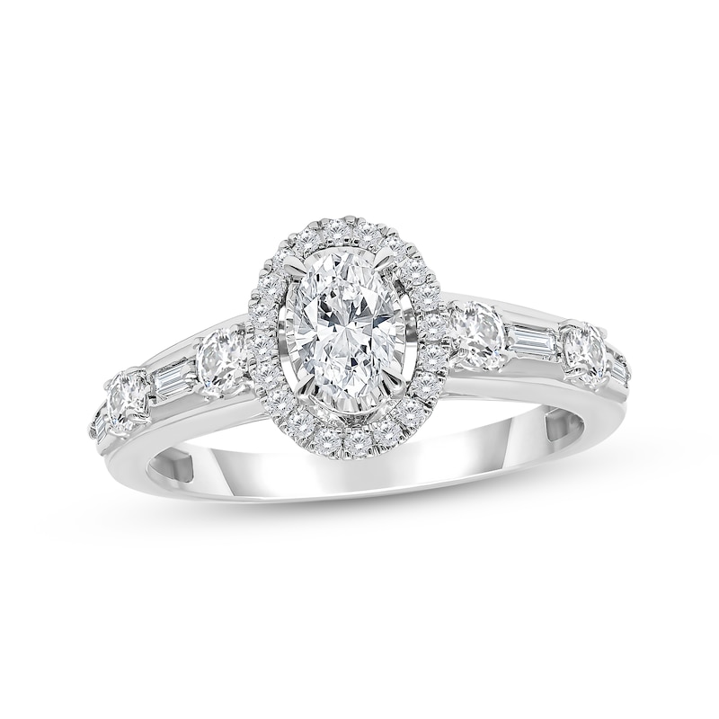 Main Image 1 of Now + Forever Oval-Cut Diamond Halo Engagement Ring 1 ct tw 14K White Gold