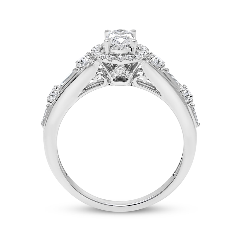 Main Image 2 of Now + Forever Oval-Cut Diamond Halo Engagement Ring 1 ct tw 14K White Gold