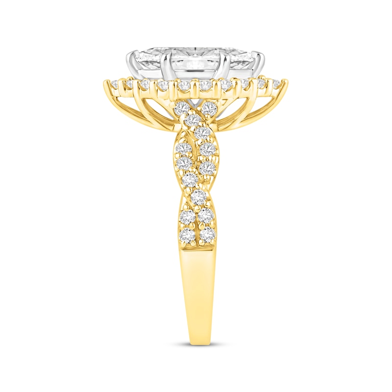 Main Image 2 of Lab-Grown Diamonds by KAY Marquise-Cut Halo Twist Engagement Ring 1-1/2 ct tw 14K Yellow Gold