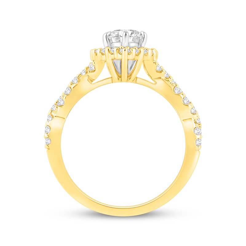 Main Image 3 of Lab-Grown Diamonds by KAY Marquise-Cut Halo Twist Engagement Ring 1-1/2 ct tw 14K Yellow Gold