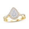 Thumbnail Image 1 of Multi-Diamond Center Teardrop Halo Engagement Ring 1/2 ct tw 14K Yellow Gold