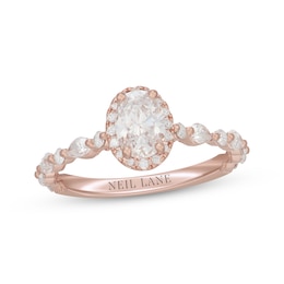 Neil Lane Premiere Oval-Cut Diamond Halo Engagement Ring 1-1/2 ct tw 14K Rose Gold