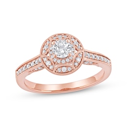 Round-Cut Diamond Vintage-Style Engagement Ring 1/2 ct tw 14K Rose Gold