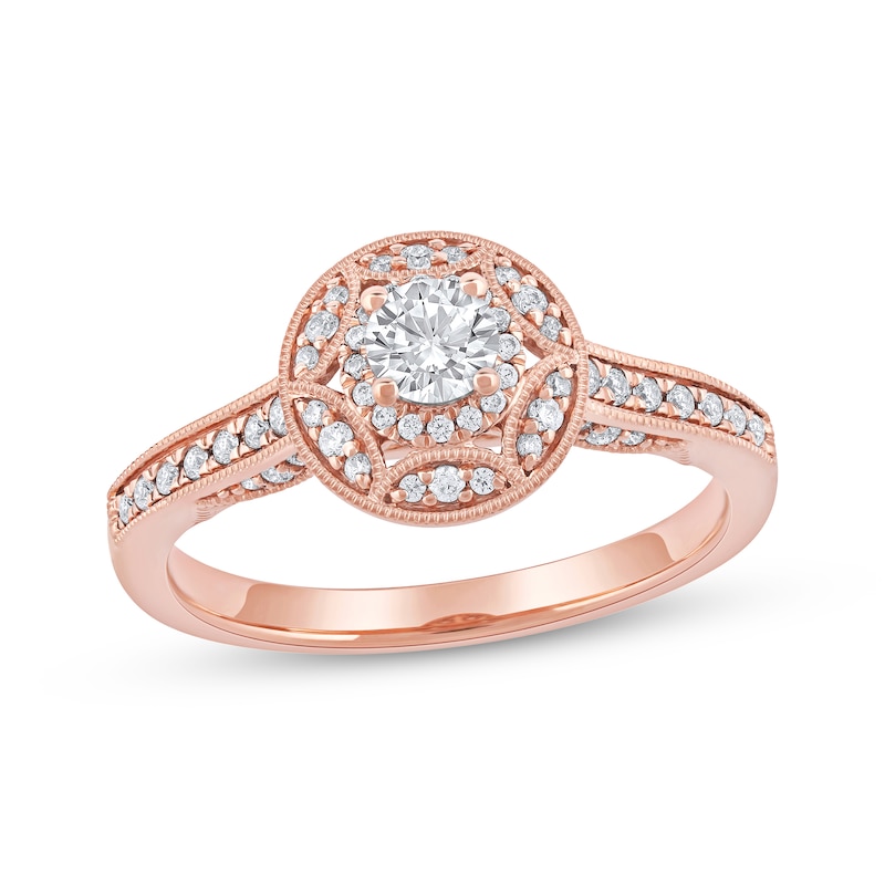 Main Image 1 of Now + Forever Round-Cut Diamond Vintage-Style Engagement Ring 1/2 ct tw 14K Rose Gold