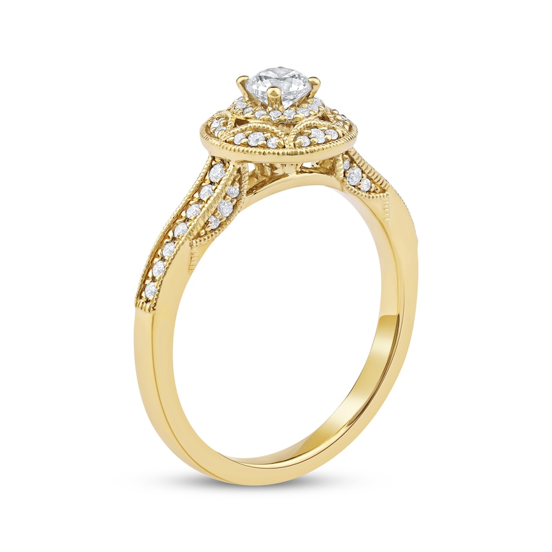 Main Image 2 of Round-Cut Diamond Vintage-Style Engagement Ring 1/2 ct tw 14K Yellow Gold