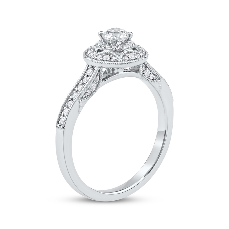 Main Image 2 of Round-Cut Diamond Vintage-Style Engagement Ring 1/2 ct tw 14K White Gold