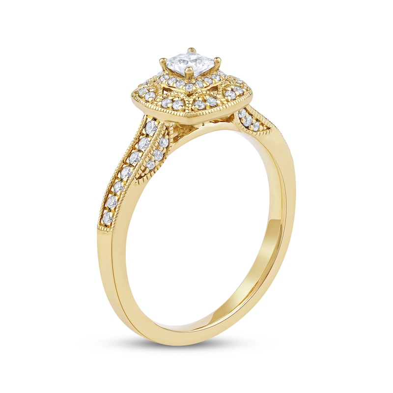 Main Image 2 of Princess-Cut Diamond Vintage-Style Engagement Ring 1/2 ct tw 14K Yellow Gold