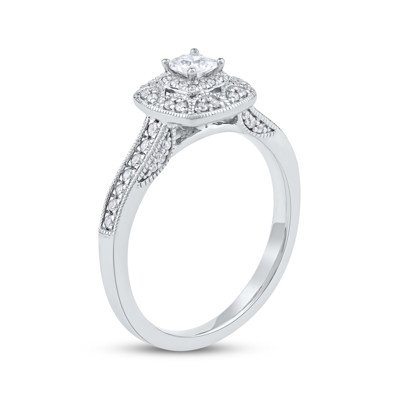 Main Image 2 of Princess-Cut Diamond Vintage-Style Engagement Ring 1/2 ct tw 14K White Gold