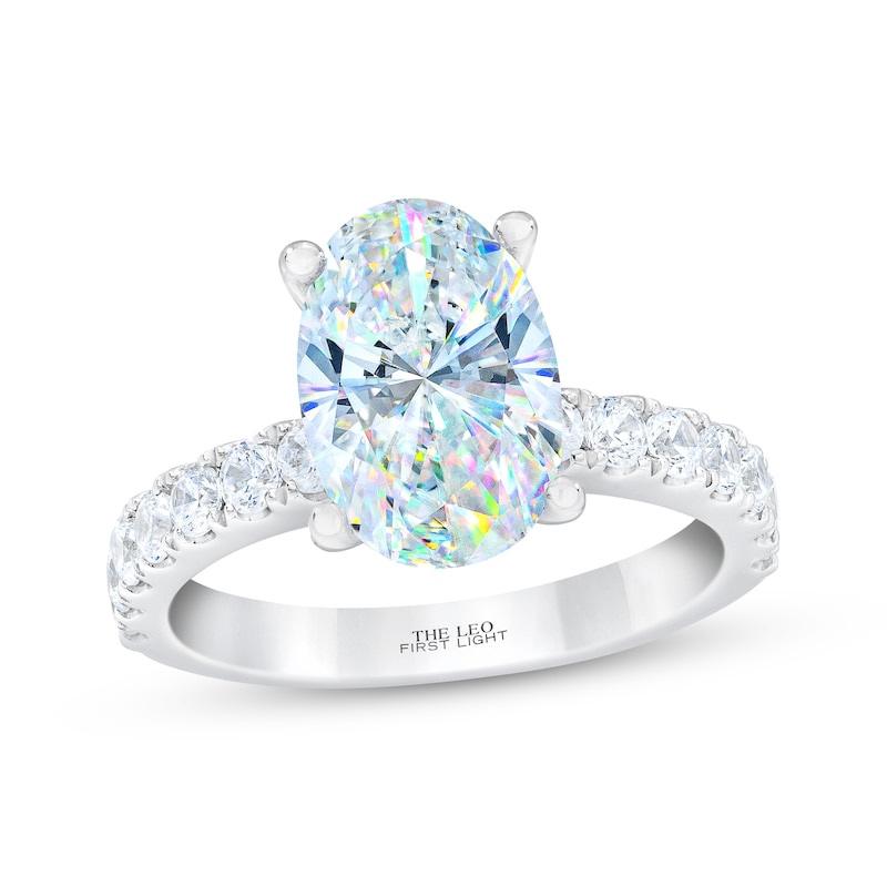 Main Image 1 of THE LEO First Light Diamond Oval-Cut Engagement Ring 3-1/2 ct tw 14K White Gold