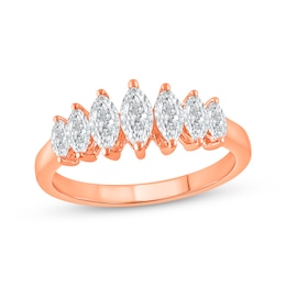 Lab-Grown Diamonds by KAY Marquise-Cut Seven-Stone Anniversary Ring 1 ct tw 14K Rose Gold