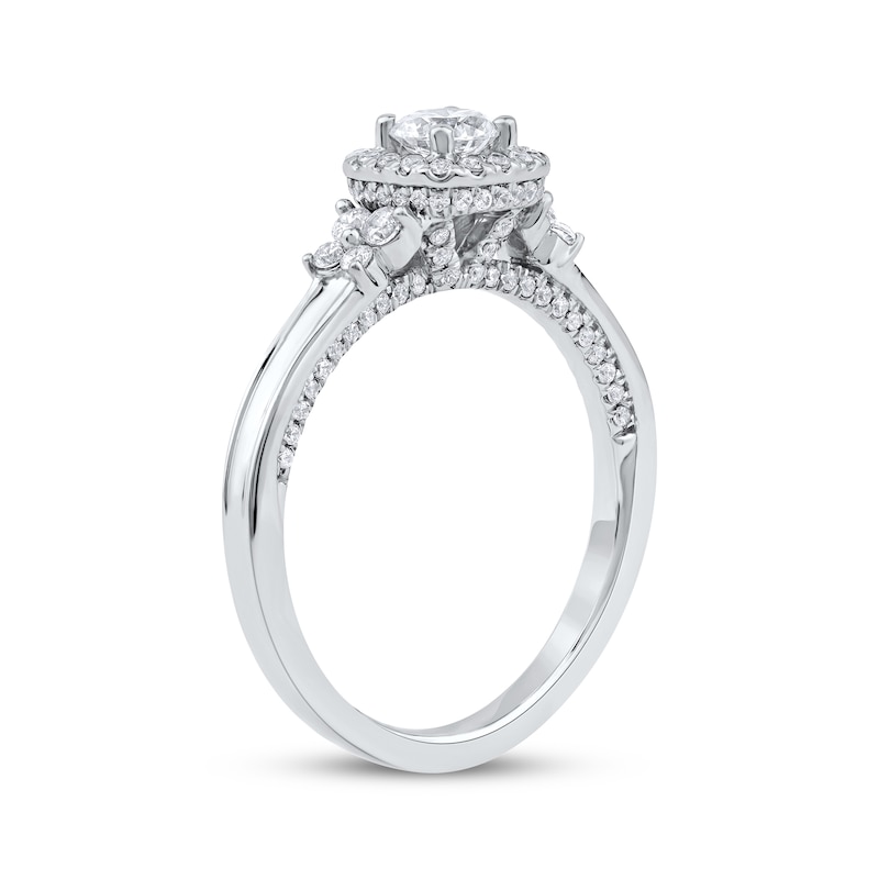 Main Image 2 of Round-Cut Diamond Double Halo Engagement Ring 3/4 ct tw 14K White Gold