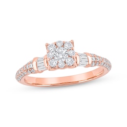 Round-Cut Diamond Halo Engagement Ring 3/4 ct tw 14K Rose Gold