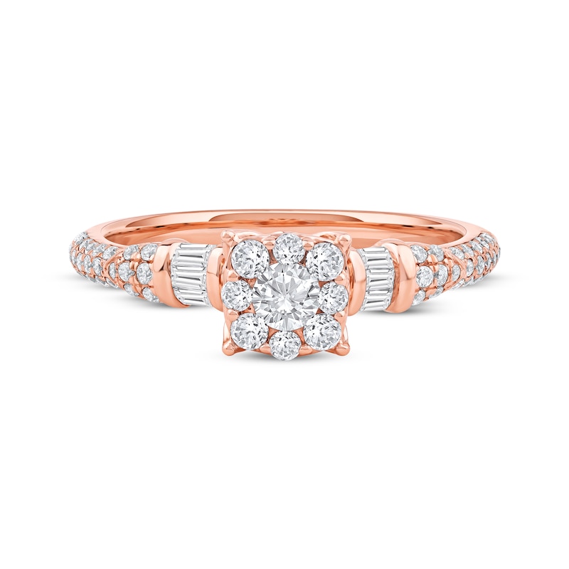 Round-Cut Diamond Halo Engagement Ring 3/4 ct tw 14K Rose Gold