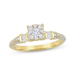 Round-Cut Diamond Halo Engagement Ring 3/4 ct tw 14K Yellow Gold