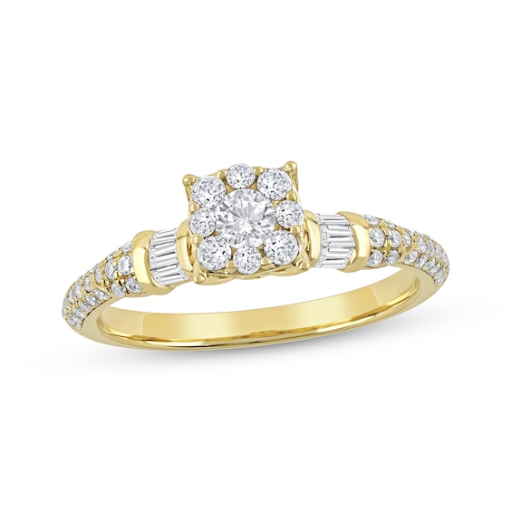Round-Cut Diamond Halo Engagement Ring 3/4 ct tw 14K Gold