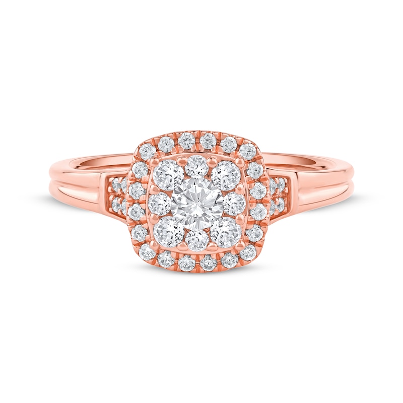 Main Image 3 of Now + Forever Round-Cut Diamond Halo Engagement Ring 3/4 ct tw 14K Rose Gold