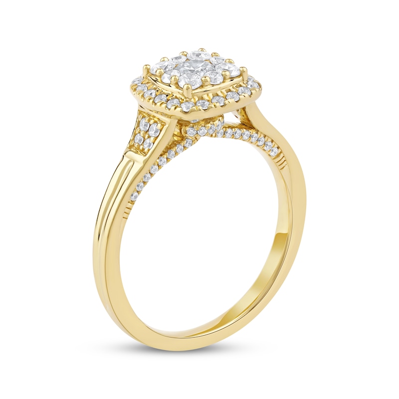 Round-Cut Diamond Halo Engagement Ring 3/4 ct tw 14K Yellow Gold
