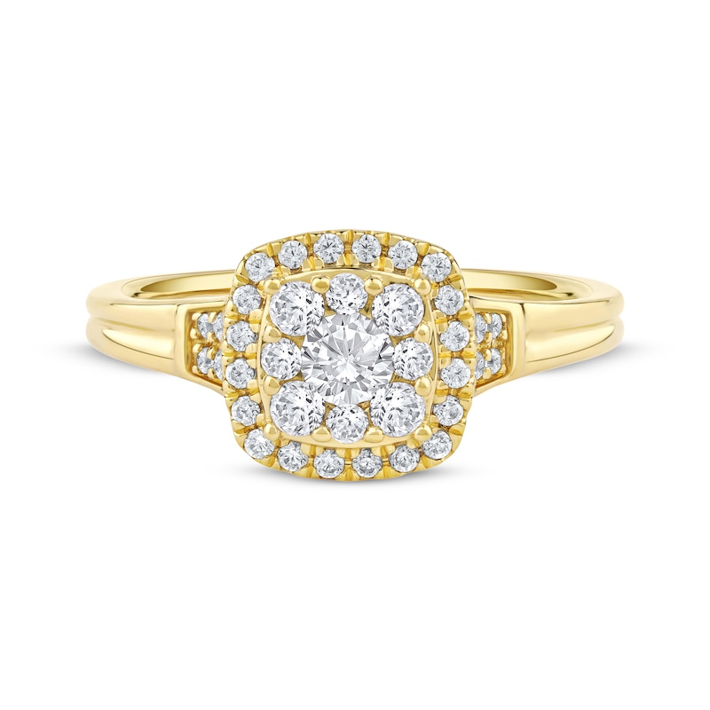 Round-Cut Diamond Halo Engagement Ring 3/4 ct tw 14K Yellow Gold
