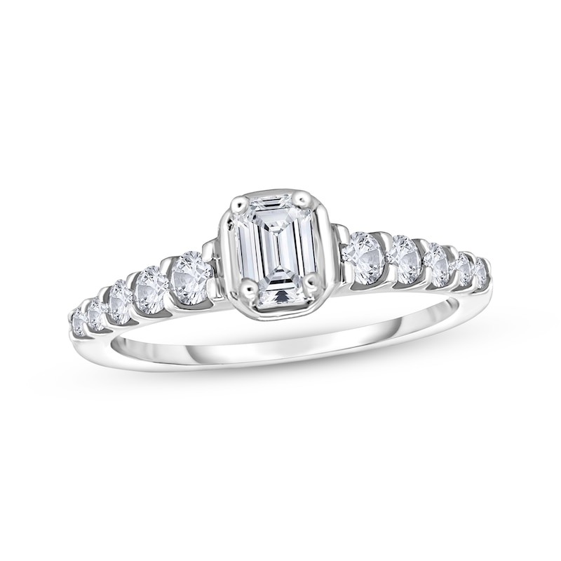 Main Image 1 of Emerald-Cut Diamond Engagement Ring 1/2 ct tw 10K White Gold