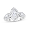 Thumbnail Image 1 of Marquise-Cut Diamond Double Halo Three-Stone Engagement Ring 1 ct tw 14K White Gold