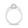 Thumbnail Image 4 of Marquise-Cut Diamond Double Halo Three-Stone Engagement Ring 1 ct tw 14K White Gold