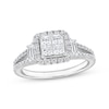 Thumbnail Image 1 of Princess-Cut Quad Diamond Cushion Halo Engagement Ring 1 ct tw 14K White Gold