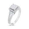 Thumbnail Image 2 of Now + Forever Princess-Cut Quad Diamond Cushion Halo Engagement Ring 1 ct tw 14K White Gold