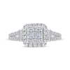 Thumbnail Image 3 of Now + Forever Princess-Cut Quad Diamond Cushion Halo Engagement Ring 1 ct tw 14K White Gold