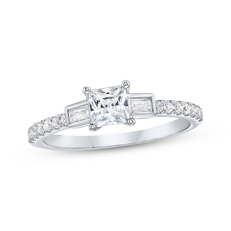 Main Image 1 of Memories Moments Magic Princess-Cut Diamond Engagement Ring 3/4 ct tw 14K White Gold